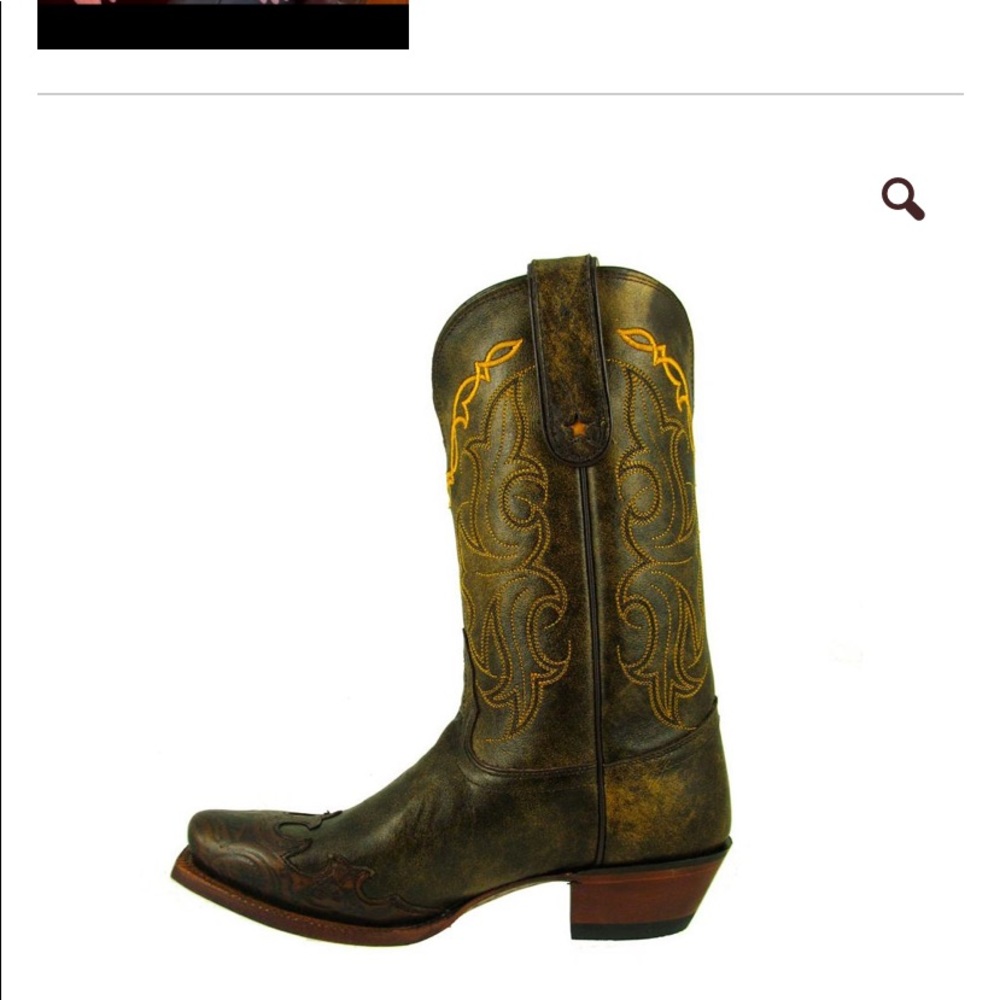 Tony Lama Brown Western Embroidered Leather Cowgirl Boots - Picture 3 of 10